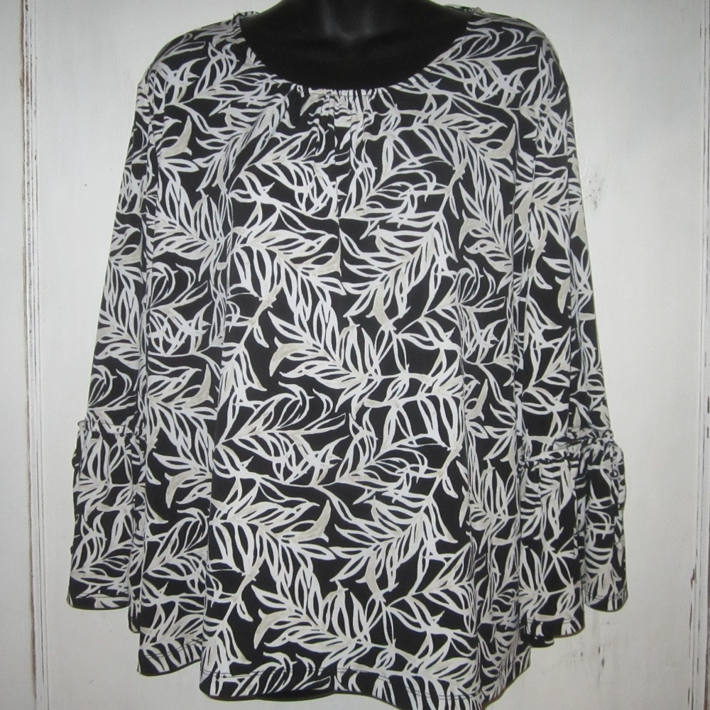 Liz Claiborne Abstract Leaves Career Top - XXL